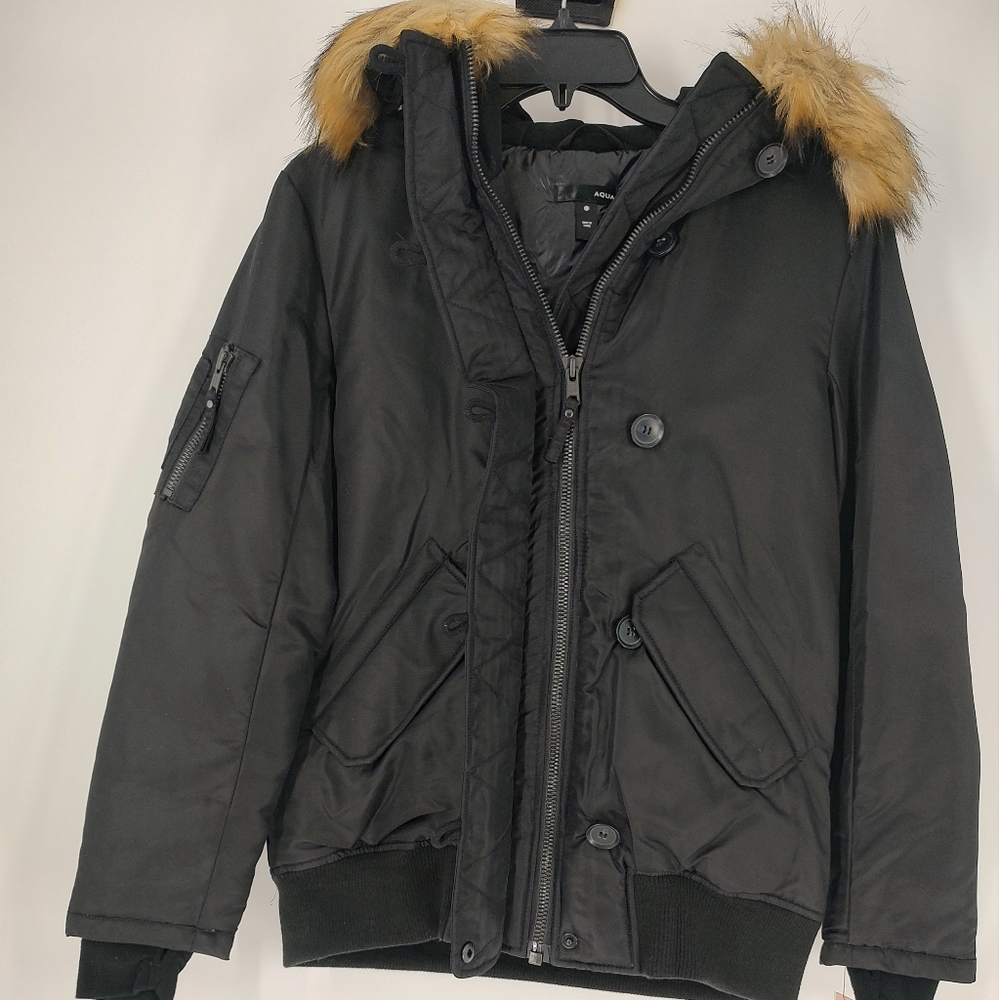 Aqua Women's Black Removable Hood Jacket
